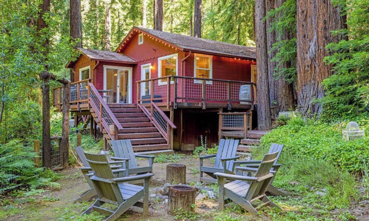 Cazadero Cabin | Cazadero 2BR creekside cabin — wraparound deck under the redwoods