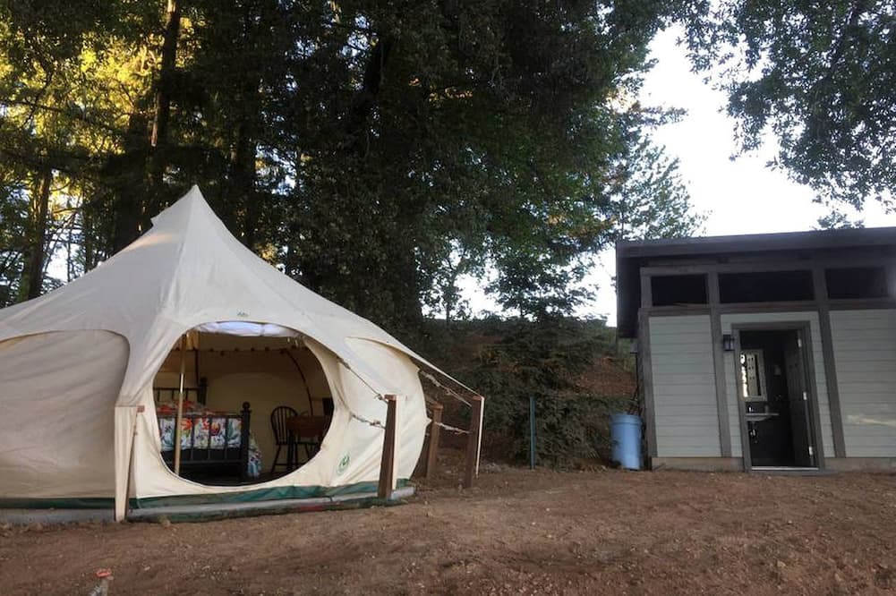 Los Gatos RV Rental | Lotus Yurt in Vineyard Overlooking Monterey Bay near Los Gatos, California