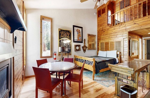 Kings Beach Condo | Eclectic second floor condo with loft, balcony, & gas fireplace - family friendly