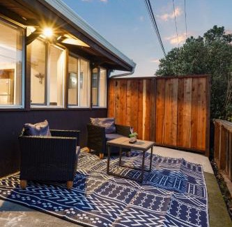 East San Mateo Apartment | Lakefront 2BR Lavender Home with Patio and Water Views