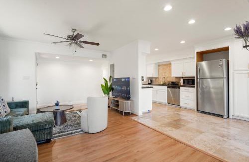 East San Mateo Apartment | Lakefront 2BR Lavender Home with Patio and Water Views