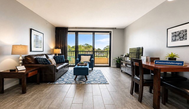 Lake Las Vegas condo with balcony, lake and golf course view in Henderson