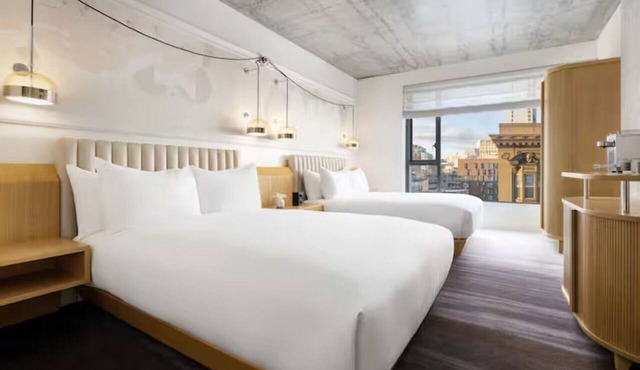 Pet-Friendly Double Queen Room in Timbri Hotel, SF, Near Golden Gate Theatre