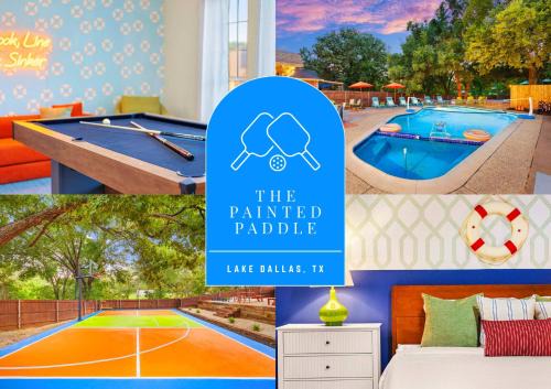 Resort Style Backyard Pool Pickleball Court in Lake Dallas